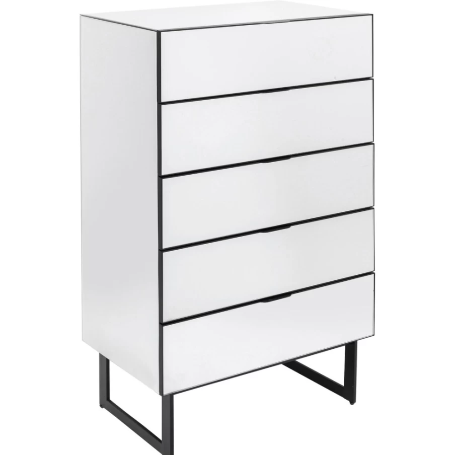 KARE Design Soran 5-Drawer Black Dresser - 65x114cm Modern Chest of Drawers for Bedroom Storage