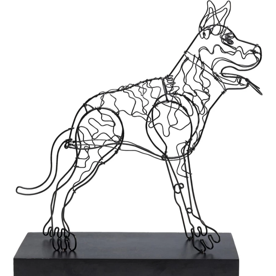 KARE Design Modern Deco Object Wire Attack Dog Sculpture 36cm for Home Decor