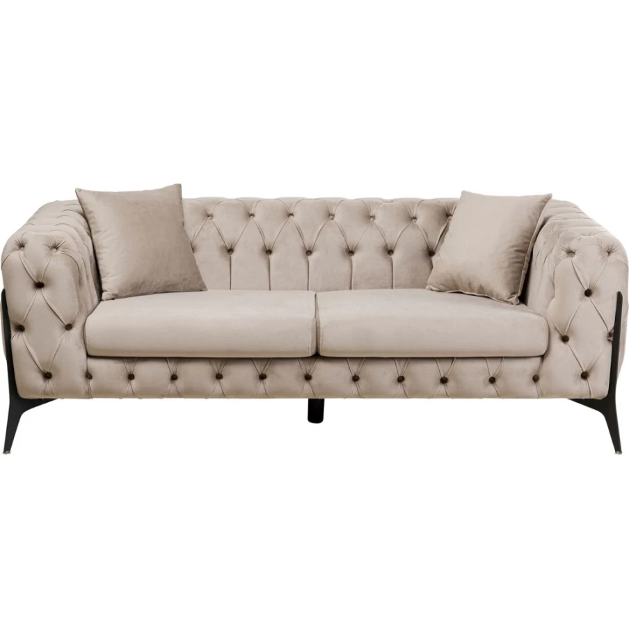 "KARE Design Bellissima 2-Seater Velvet Sofa in Beige, 200cm – Modern Luxury Living Room Furniture"