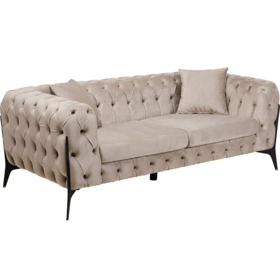 "KARE Design Bellissima 2-Seater Velvet Sofa in Beige, 200cm – Modern Luxury Living Room Furniture"