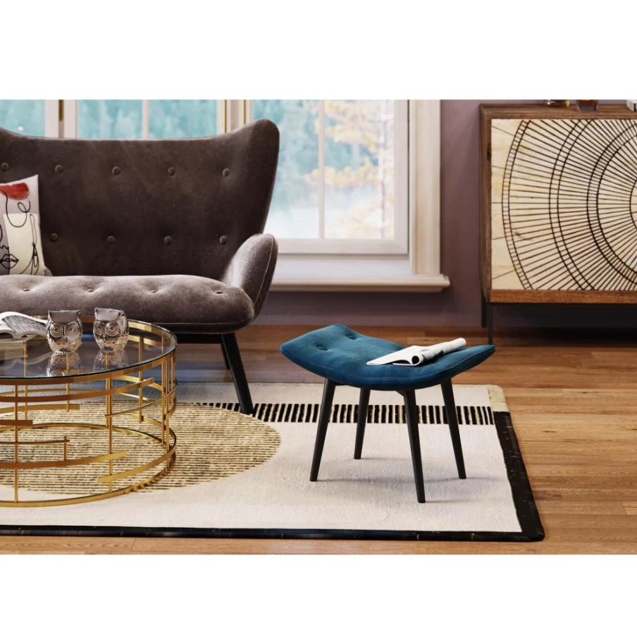 KARE Design Vicky Velvet Bar Stool - Bluegreen Velvet Upholstery, 59cm Height, 37cm Width, Modern Black Frame