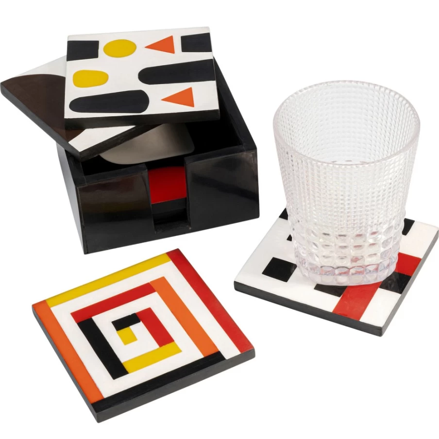 KARE Design Artistic Coaster Set - 6 Unique Handcrafted Drink Coasters for Home Decor