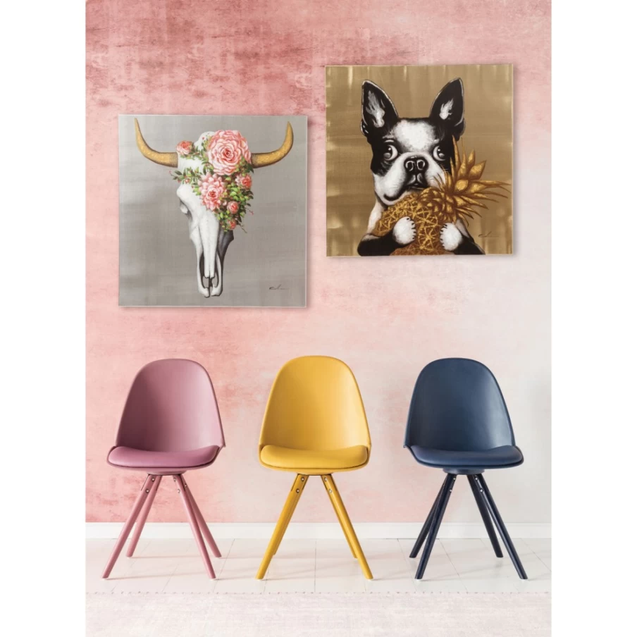 "KARE Design Modern Dog Art Print with Pineapple - 80x80cm Wall Decor Picture"