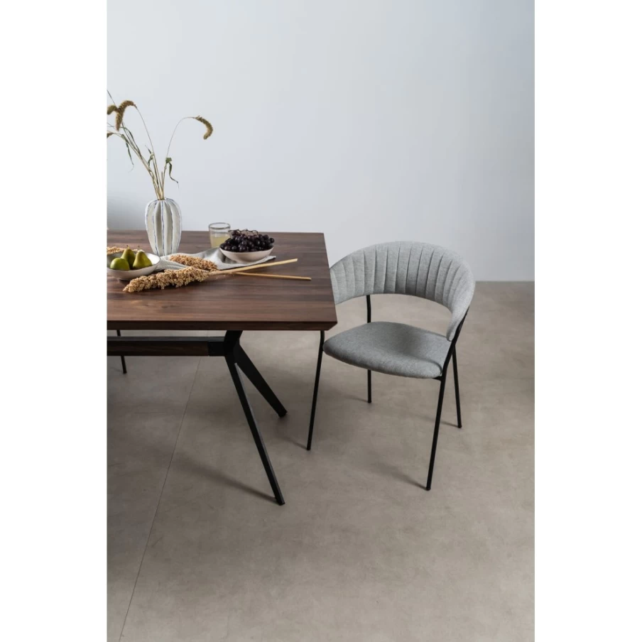 KARE Design Modern Armchair Set of 2 - Belle Light Grey Upholstered Lounge Chairs with Armrests