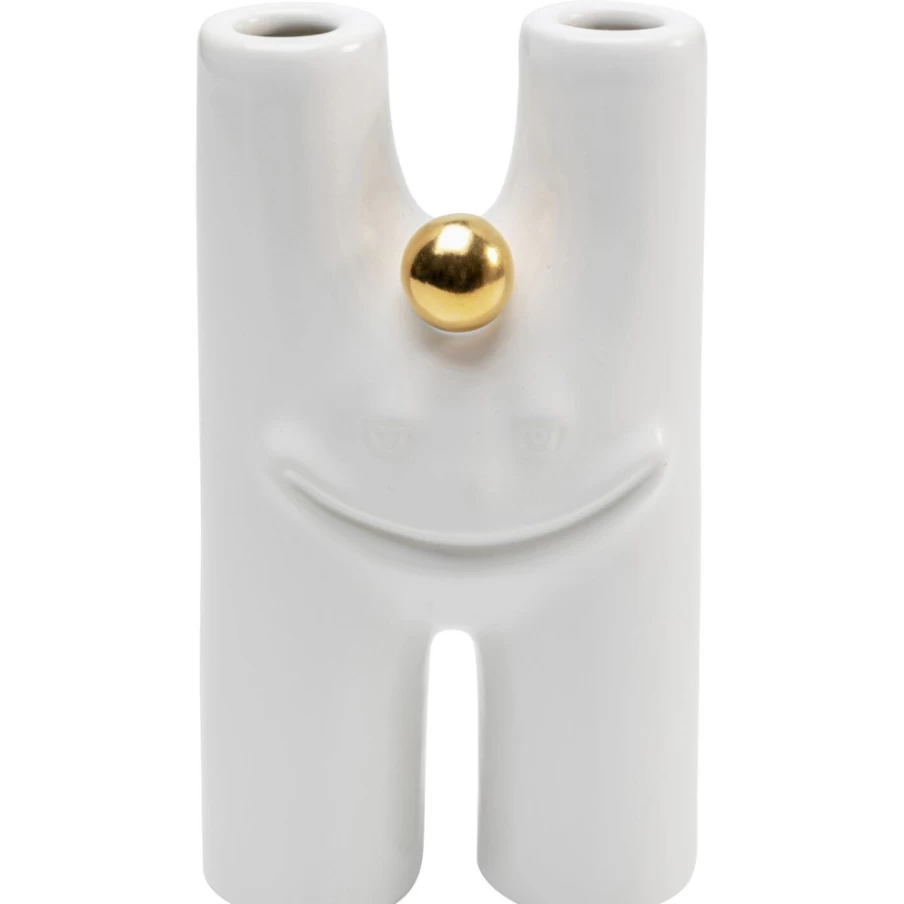 "KARE Design Funny Teeth White Ceramic Vase - 16cm Unique Home Decor"