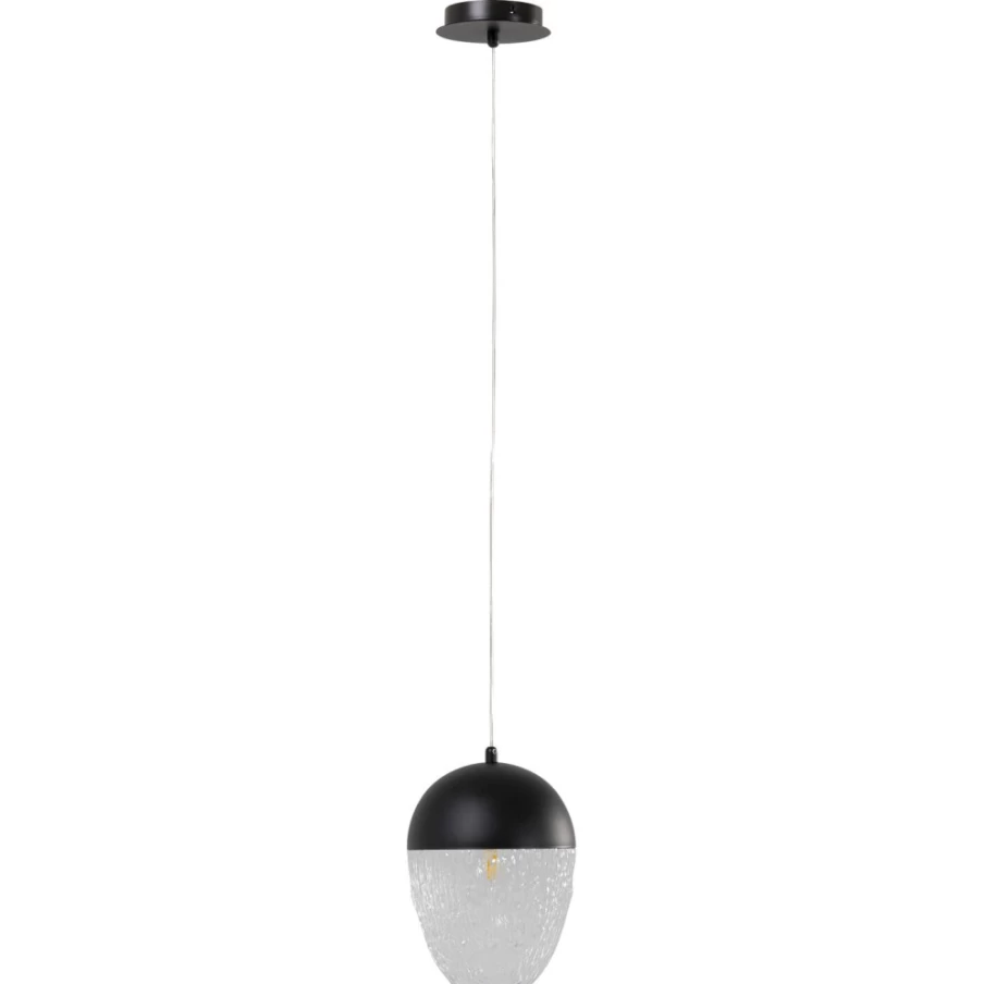 KARE Design Modern Black Matt Frozen Glass Pendant Lamp - 20cm Stylish Hanging Light for Home Decor