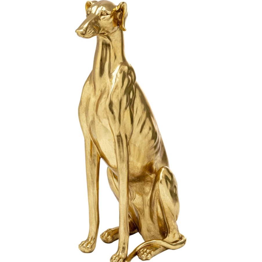 KARE Design Modern Gold Greyhound Dog Statue Bruno 80cm Tall Luxury Home Decor Figurine