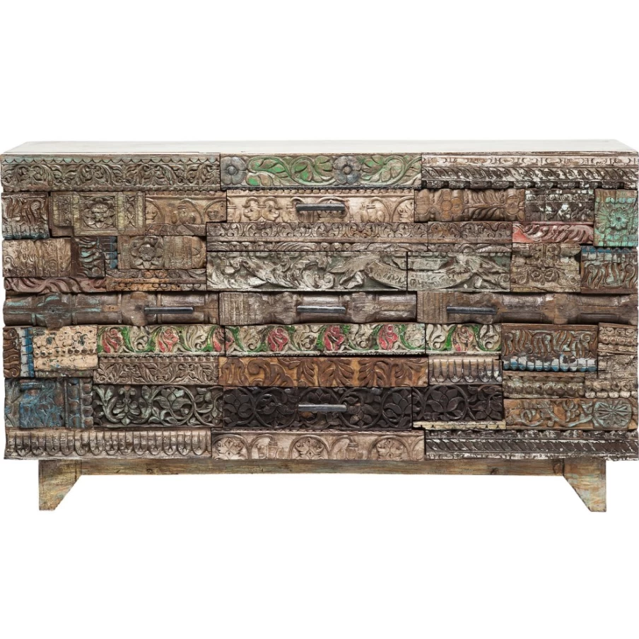 KARE Design Shanti Surprise Sideboard with 2 Doors and 3 Drawers, Modern Puzzle Storage Cabinet