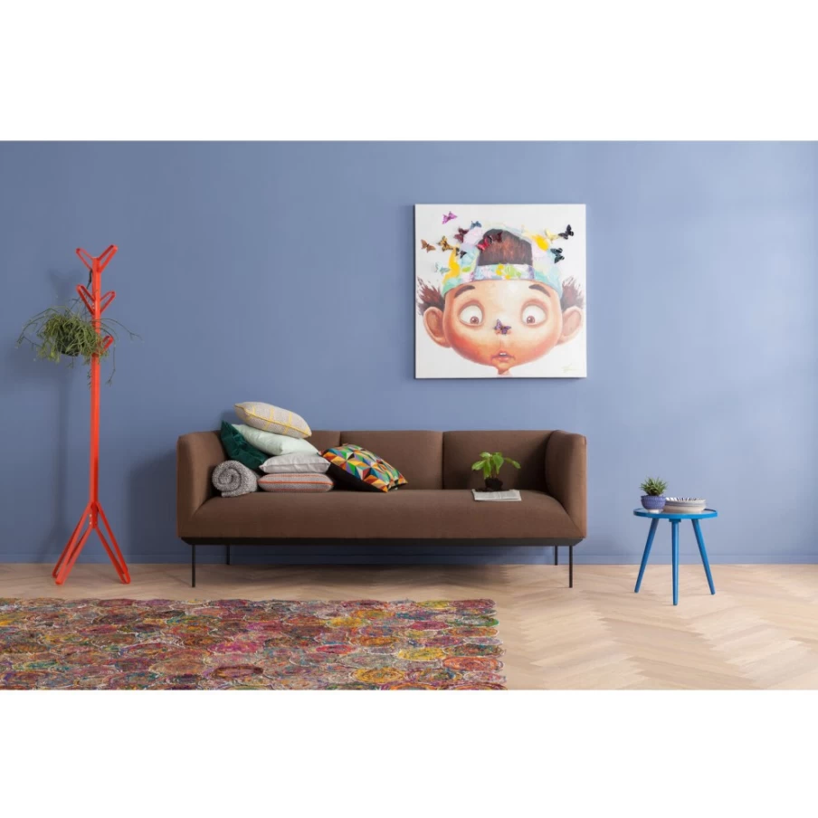 "KARE Design Modern Canvas Art - Picture Touched Boy With Butterflies Wall Decor 100x100cm"