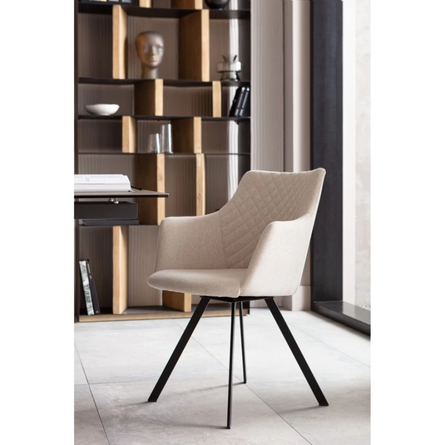 "KARE Design Modern Swivel Chair in Coco Cream – Stylish Rotating Lounge Chair for Living Room"