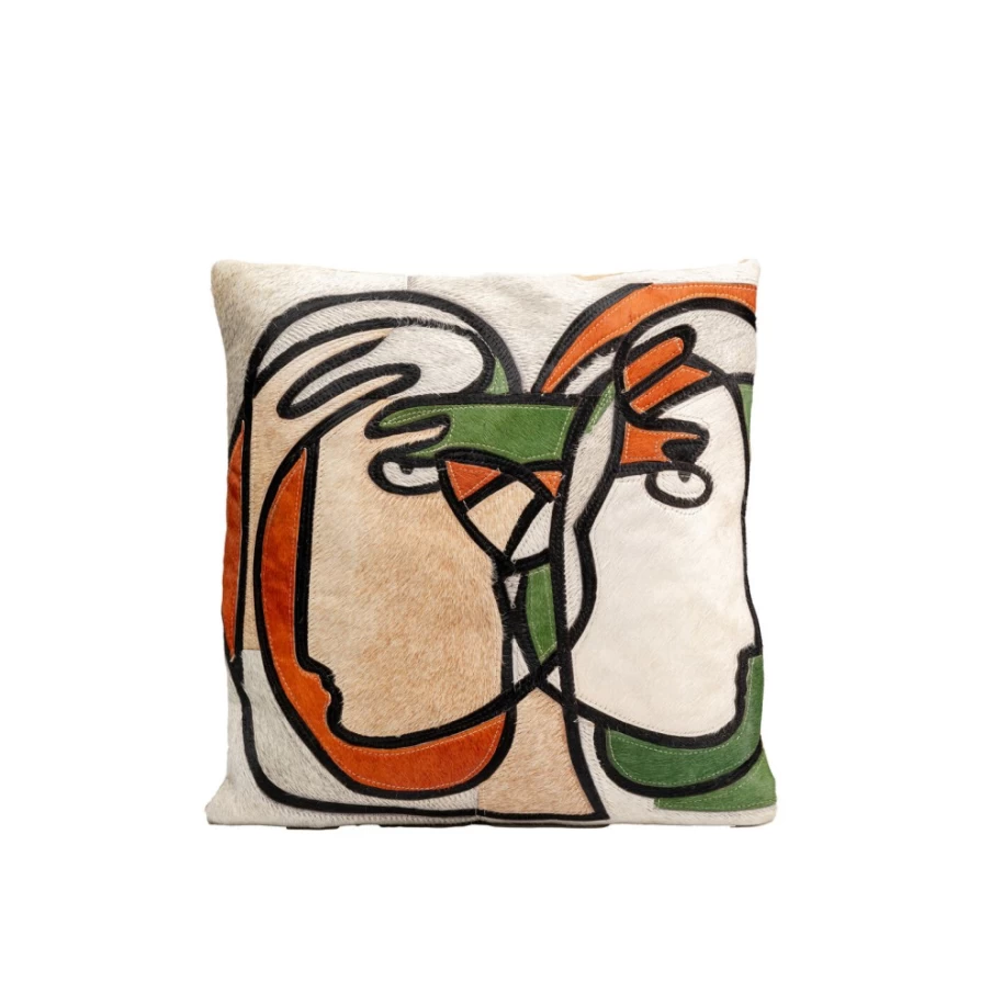 KARE Design Decorative Cushion with Thoughtful Faces Print 40x40cm Home Decor Pillow