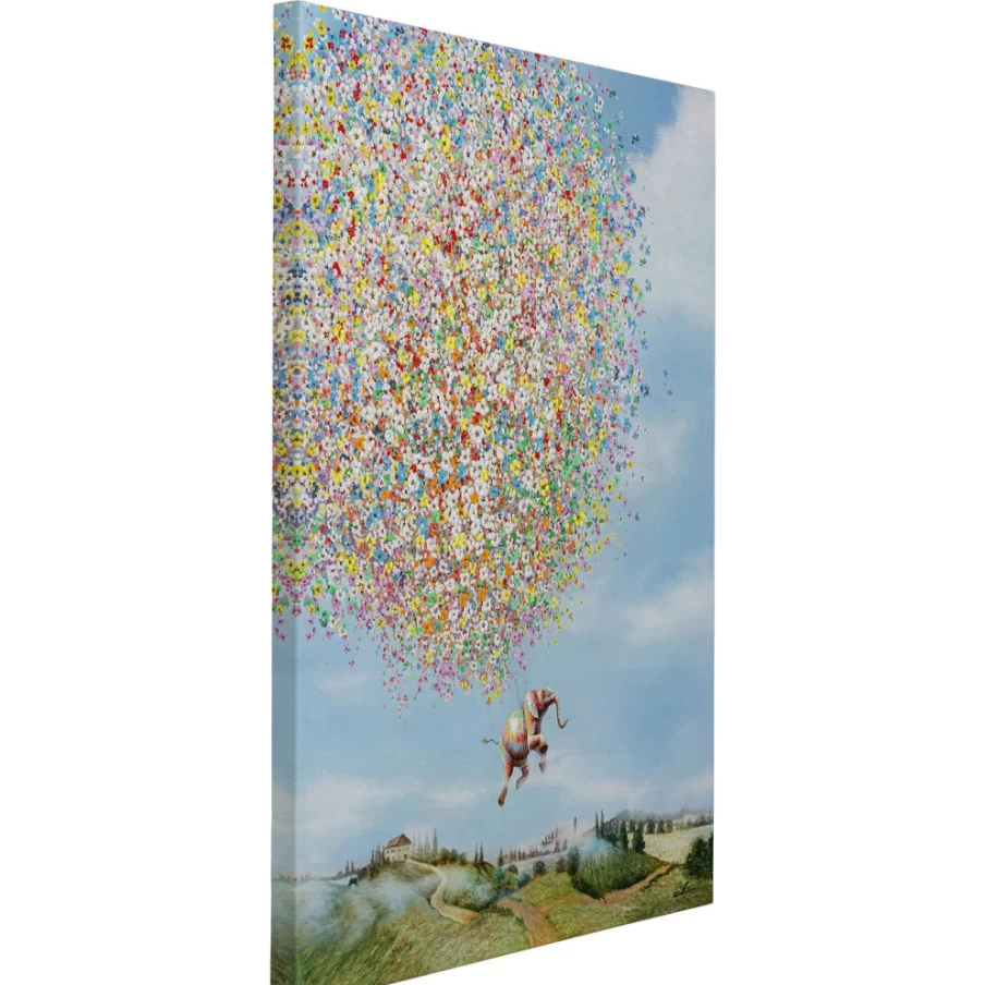 "KARE Design Flying Elephant Canvas Art Print - 120x160cm Surreal Daytime Wall Decor"
