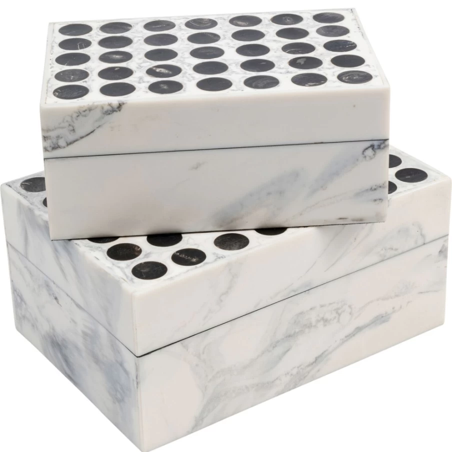 KARE Design Modern Dotted Storage Box Set of 2 - Decorative Organizer with Patterned Lid