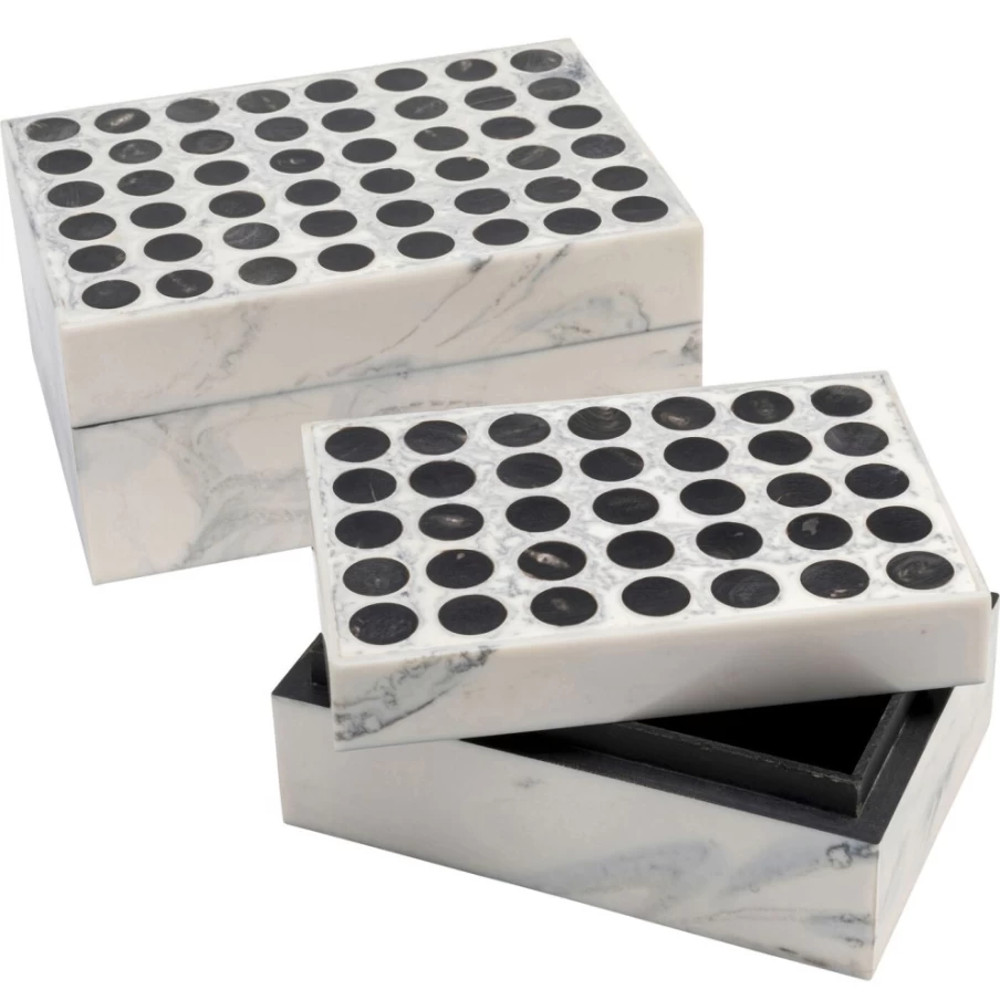 KARE Design Modern Dotted Storage Box Set of 2 - Decorative Organizer with Patterned Lid