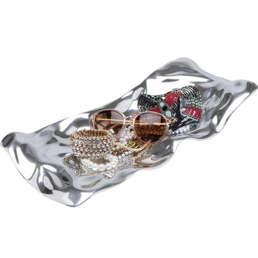 KARE Design Modern Jade Silver Decorative Bowl - 48cm x 22cm Stylish Deco Serving Dish