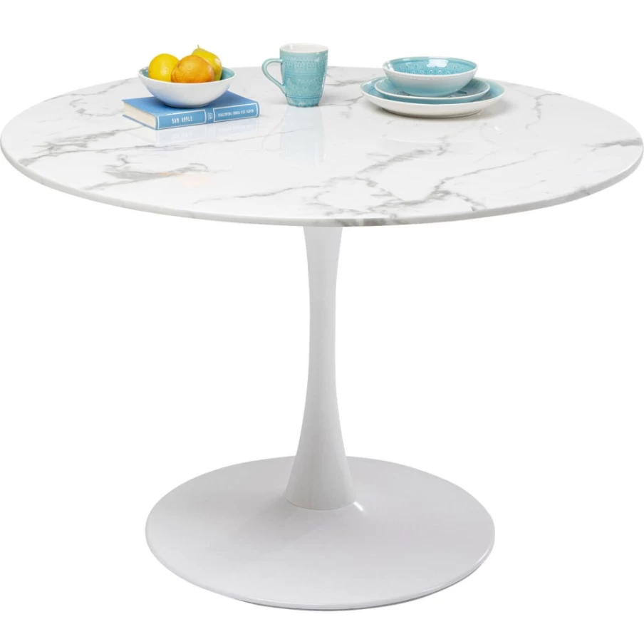 KARE Design Modern White Veneto Marble Coffee Table 110cm Round Dining Table