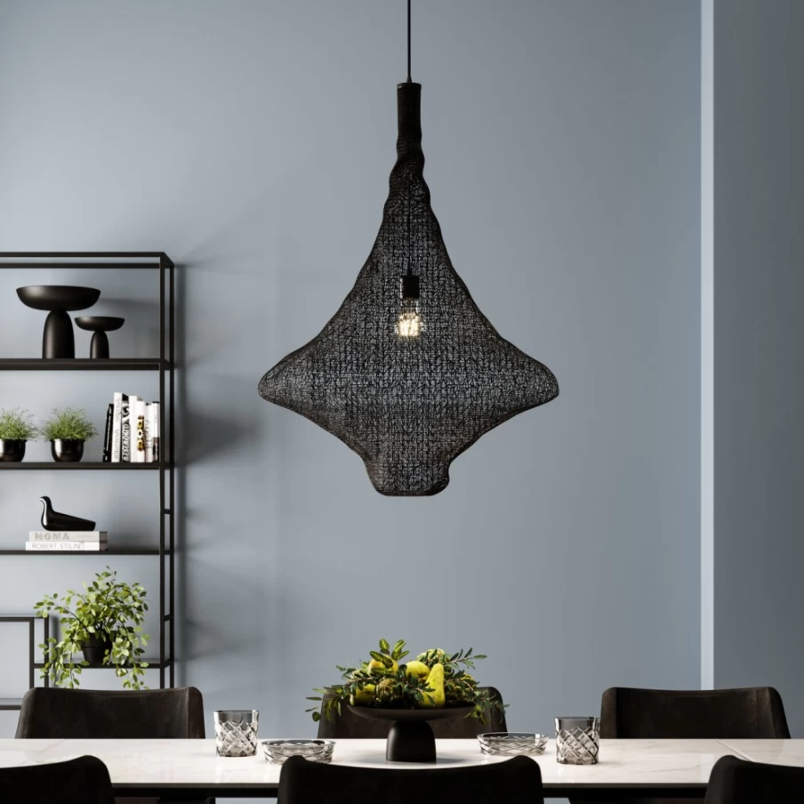 KARE Design Modern Cocoon Black Pendant Lamp - 89cm Stylish Hanging Light for Home Decor