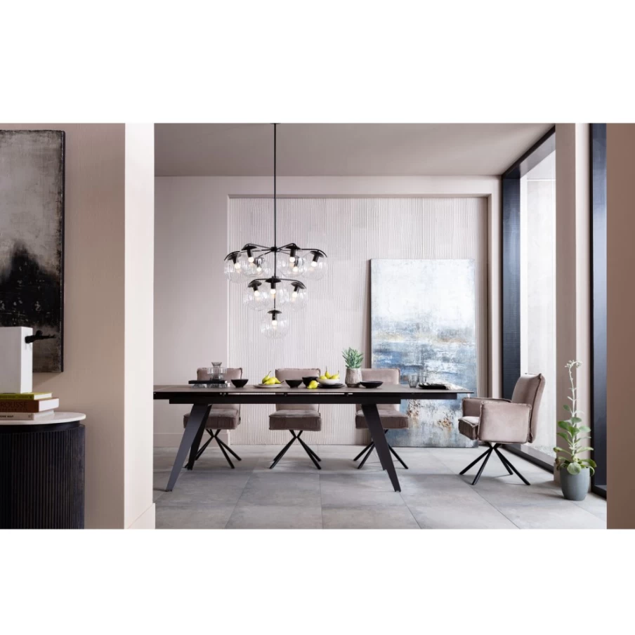 KARE Design Extension Dining Table Amsterdam Dark 200cm (45+45)x100cm Expandable Modern Wooden Table
