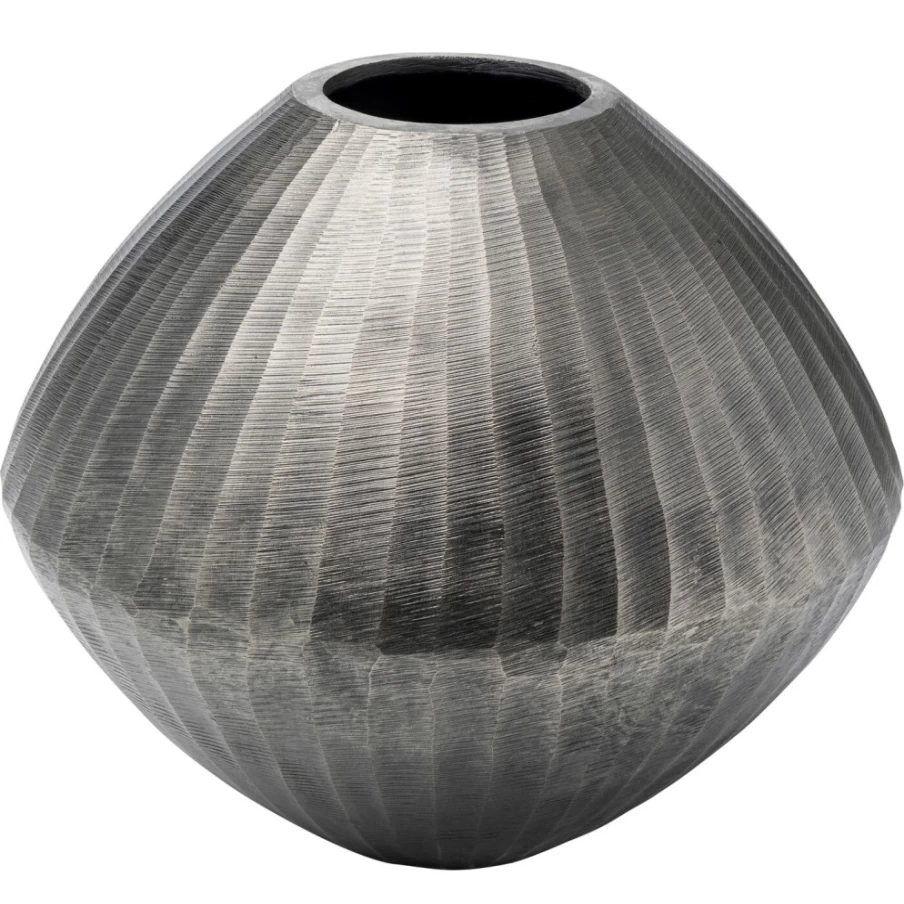 KARE Design Sacramento Carved Silver Antique Vase - 30cm Decorative Home Decor