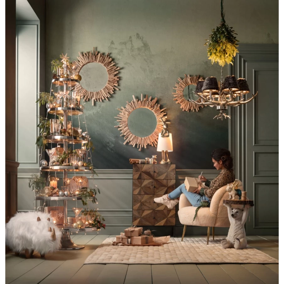 KARE Design Modern Wooden Mirror Legno 82cm - Stylish Decorative Wall Mirror for Home Decor