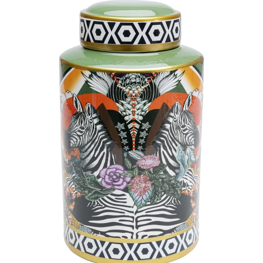 KARE Design Zebra Print Deco Jar Duo Set - 30cm Height Modern Home Decor Vase