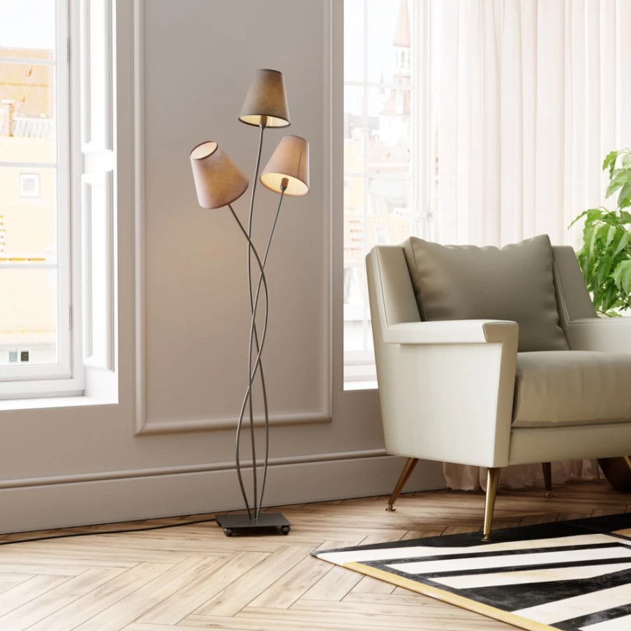 KARE Design Modern Adjustable Floor Lamp in Mocca - Flexible Standing Light for Living Room