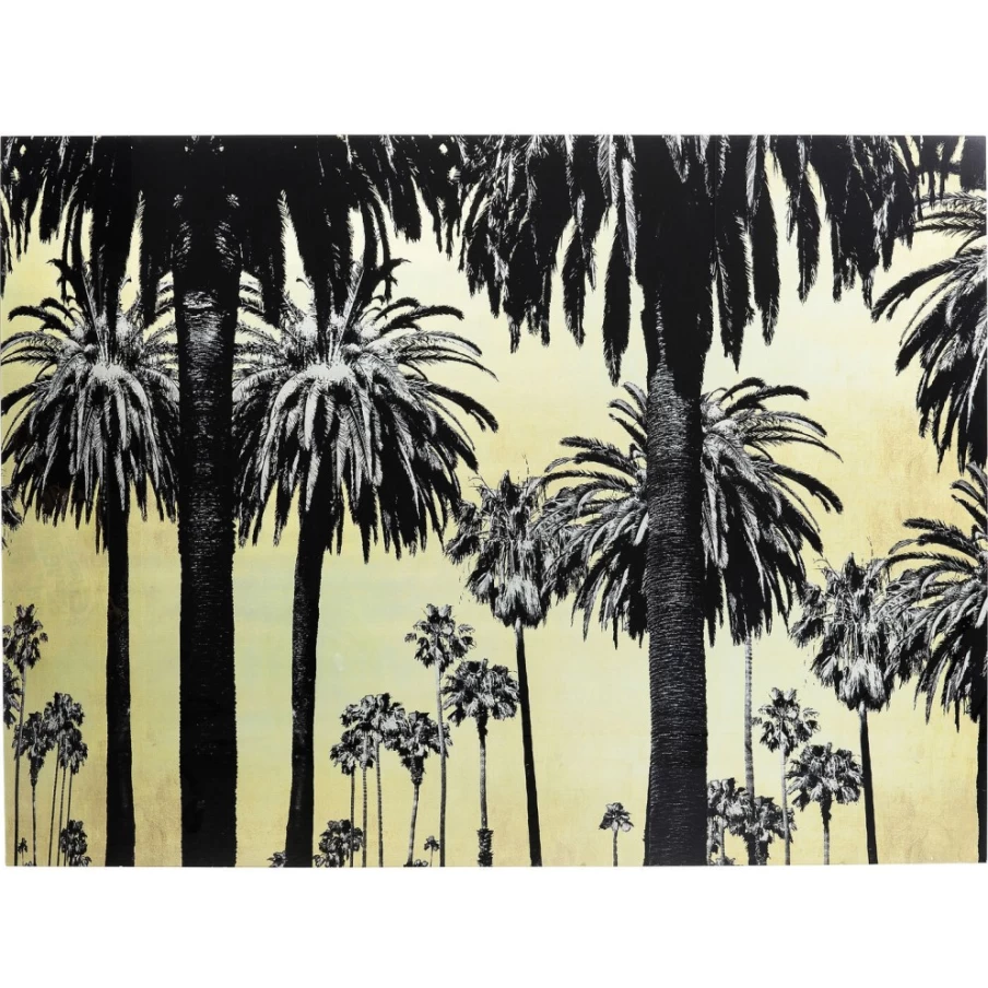 KARE Design Modern Picture Glass Wall Art with Metallic Palms - 180x120cm Tropical Decor