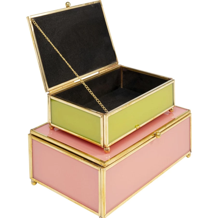 KARE Design Neomi Decorative Storage Box Set - 2 Pieces, Green & Pink