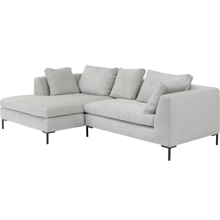 KARE Design Gianni Left-Facing Grey Fabric Corner Sofa for Modern Living Room