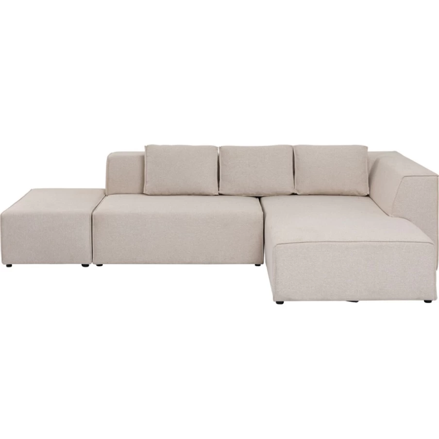 "KARE Design Modern Corner Sofa with Ottomane in Cream Color, Right-Hand Configuration"