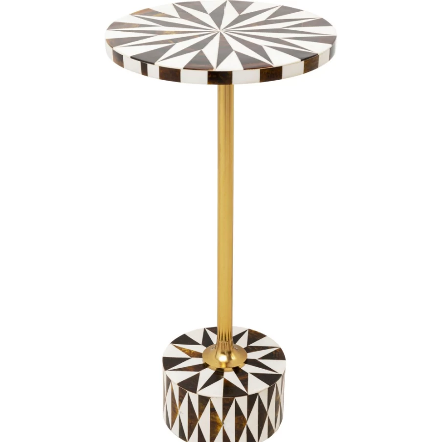 KARE Design Domero Star Side Table - Brown & White Round Accent Table - 25cm Diameter Modern Home Decor