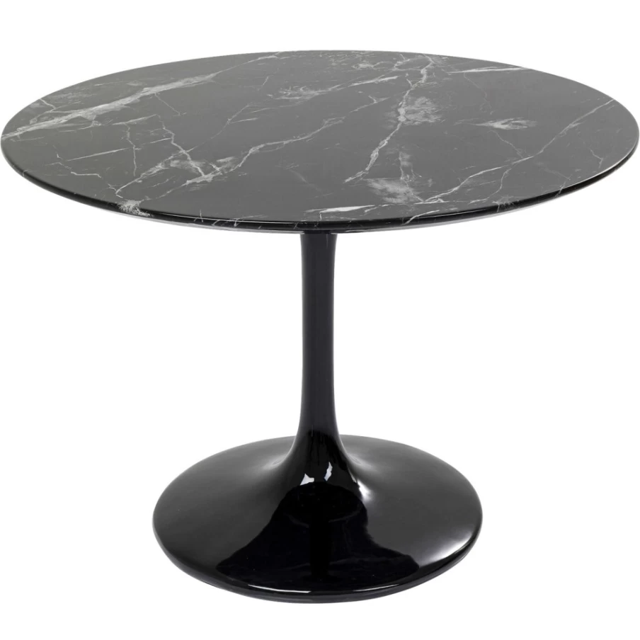 KARE Design Modern Marble Side Table Solo O110 in Black - Sleek Round Accent Table for Living Room