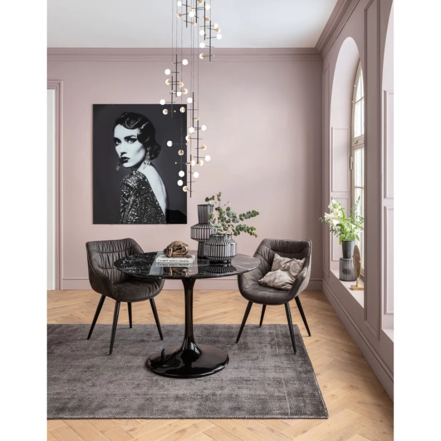 KARE Design Modern Marble Side Table Solo O110 in Black - Sleek Round Accent Table for Living Room