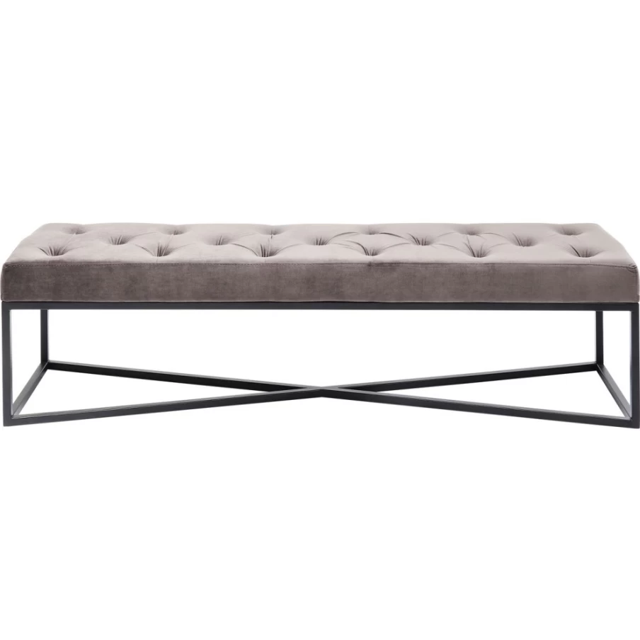 KARE Design Modern Bench Crossover Style Grey and Black Wooden Seat 150cm x 40cm for Living Room or Hallway