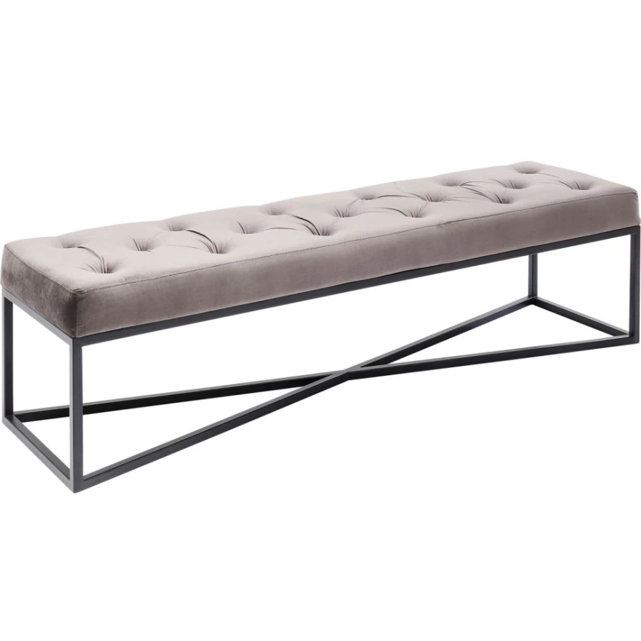 KARE Design Modern Bench Crossover Style Grey and Black Wooden Seat 150cm x 40cm for Living Room or Hallway