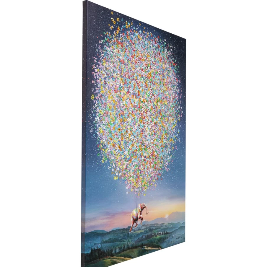 "KARE Design Canvas Wall Art - Flying Elephant at Night, 120x160 cm, Modern Home Decor"