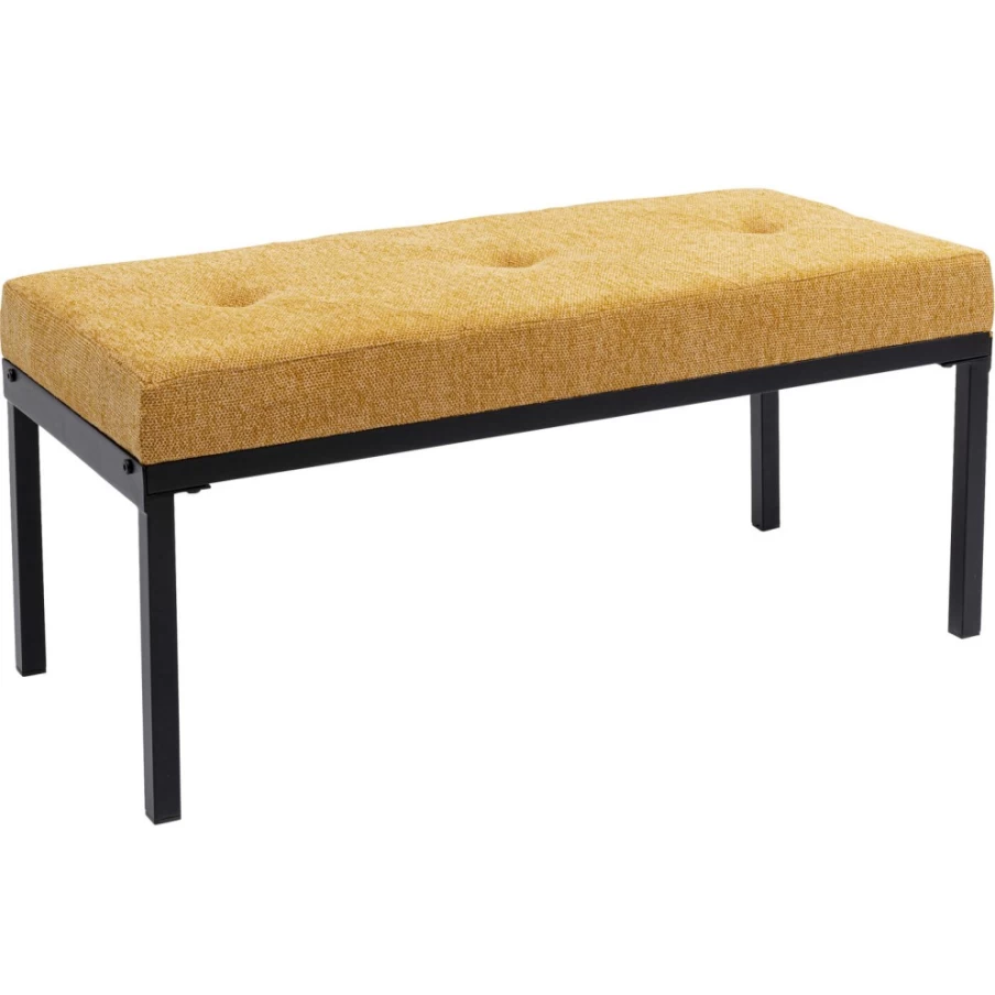 KARE Design Modern Bench Paco Mustard Yellow 90cm Stylish Seating Furniture