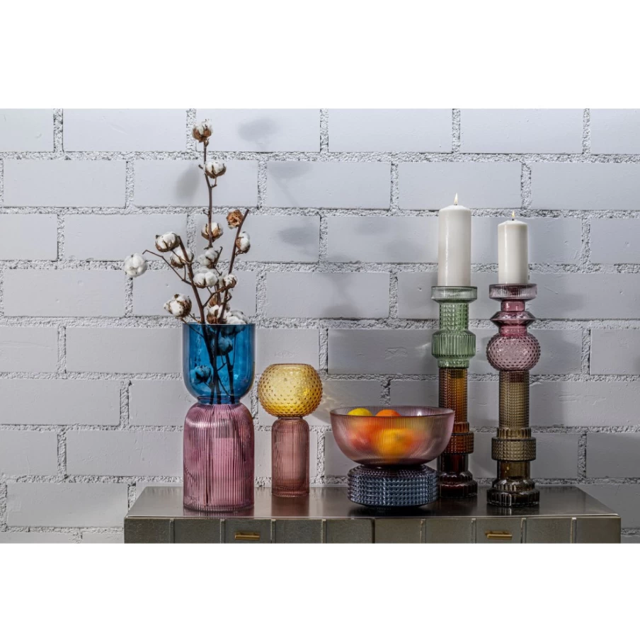 KARE Design Modern Duo Candle Holder - Purple & Grey - 49cm Elegant Home Decor