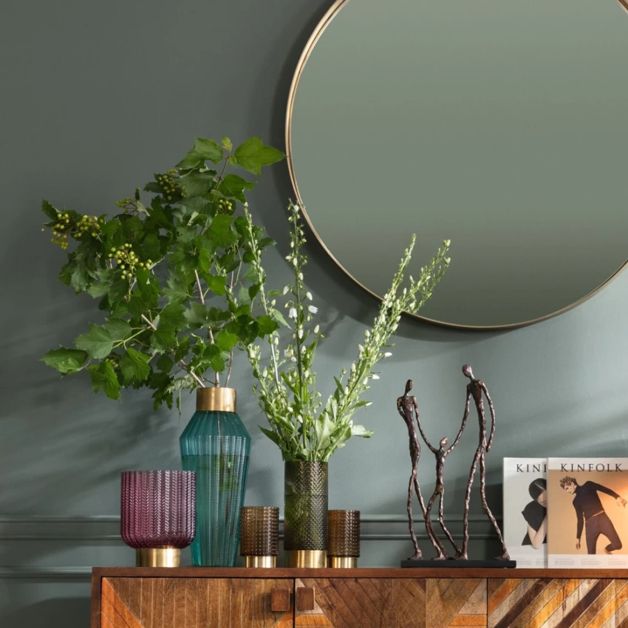 KARE Design Modern Dark Green Ceramic Vase - 25cm Tall Home Decor Barfly Collection