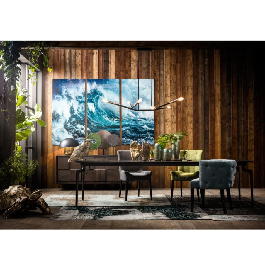 KARE Design Modern Wave Picture Glass Triptych - Set of 3 Art Panels for Wall Decor