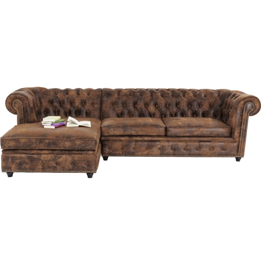 KARE Design Vintage Corner Sofa Cambridge - Smart L-Shaped Leather Living Room Couch