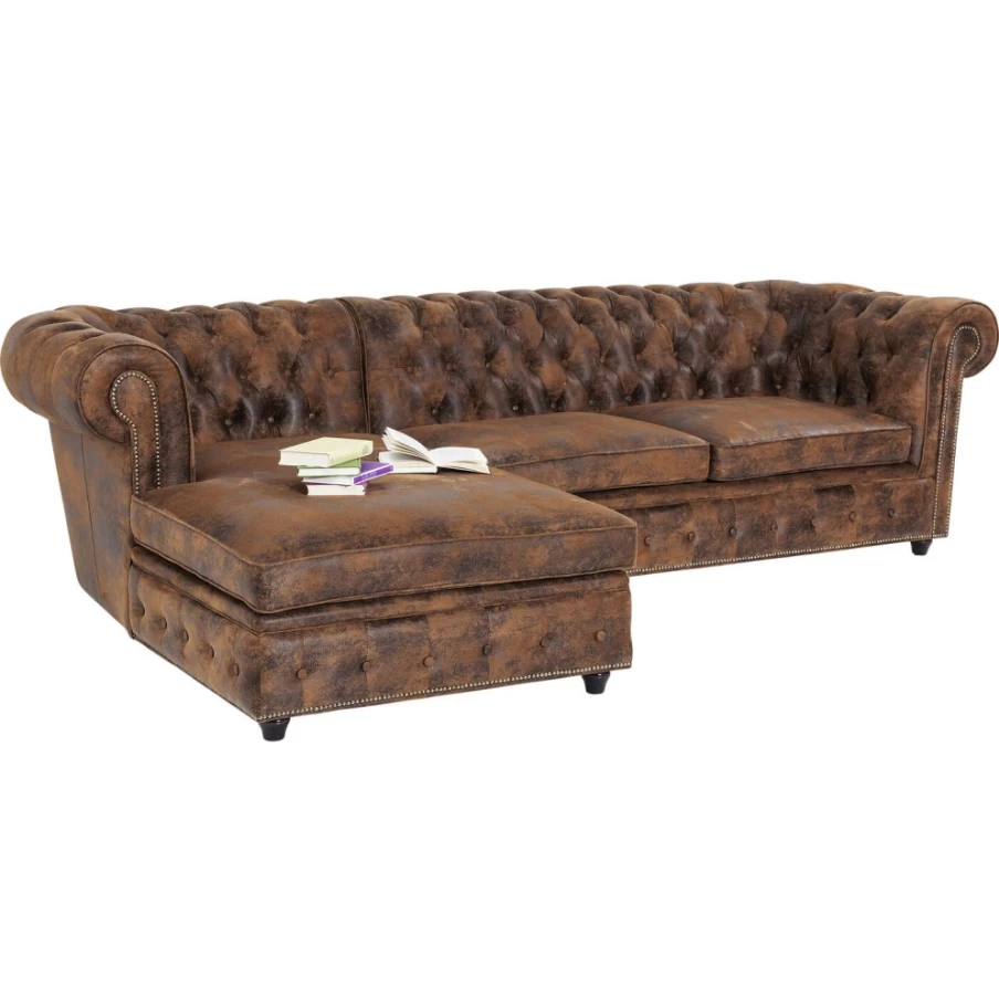 KARE Design Vintage Corner Sofa Cambridge - Smart L-Shaped Leather Living Room Couch
