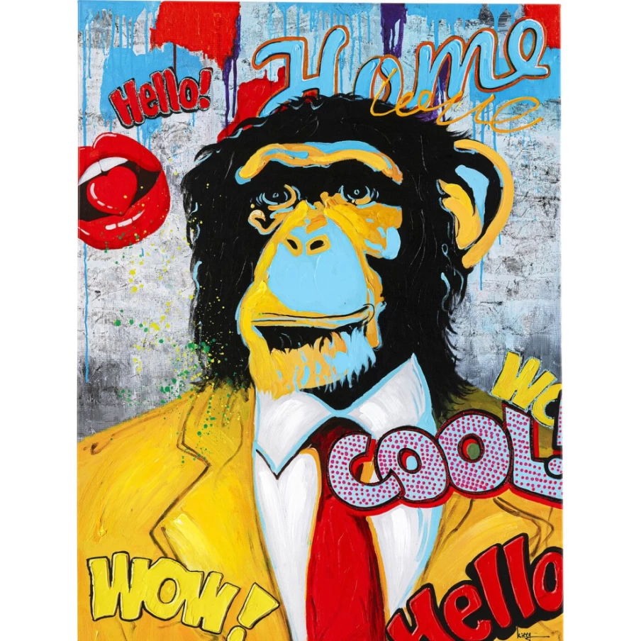 KARE Design Modern Monkey Picture Touched Show Wall Art 90x120cm