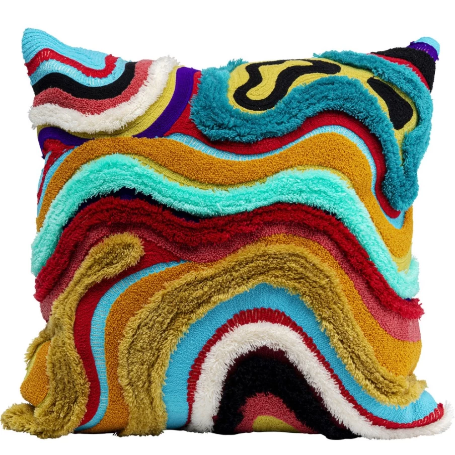 KARE Design Modern Cushion Cover Waves Multi 45x45 cm Decorative Pillow Case