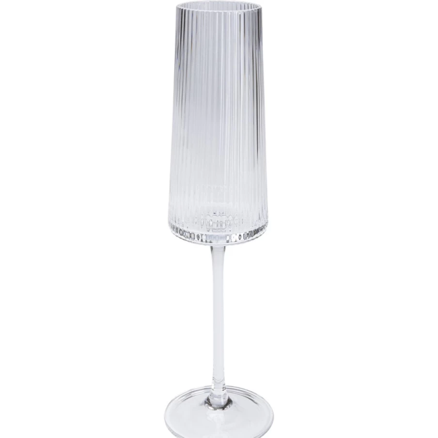 KARE Design Modern Champagne Flute Glass - Elegant Riffle Pattern for Celebrations