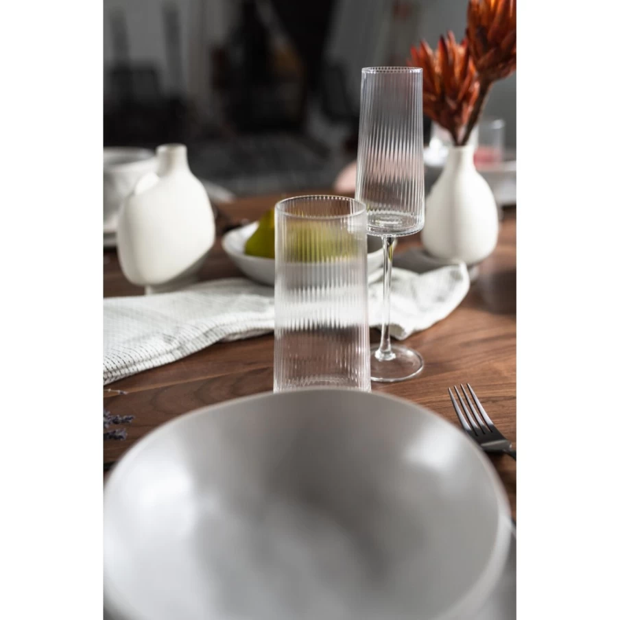 KARE Design Modern Champagne Flute Glass - Elegant Riffle Pattern for Celebrations