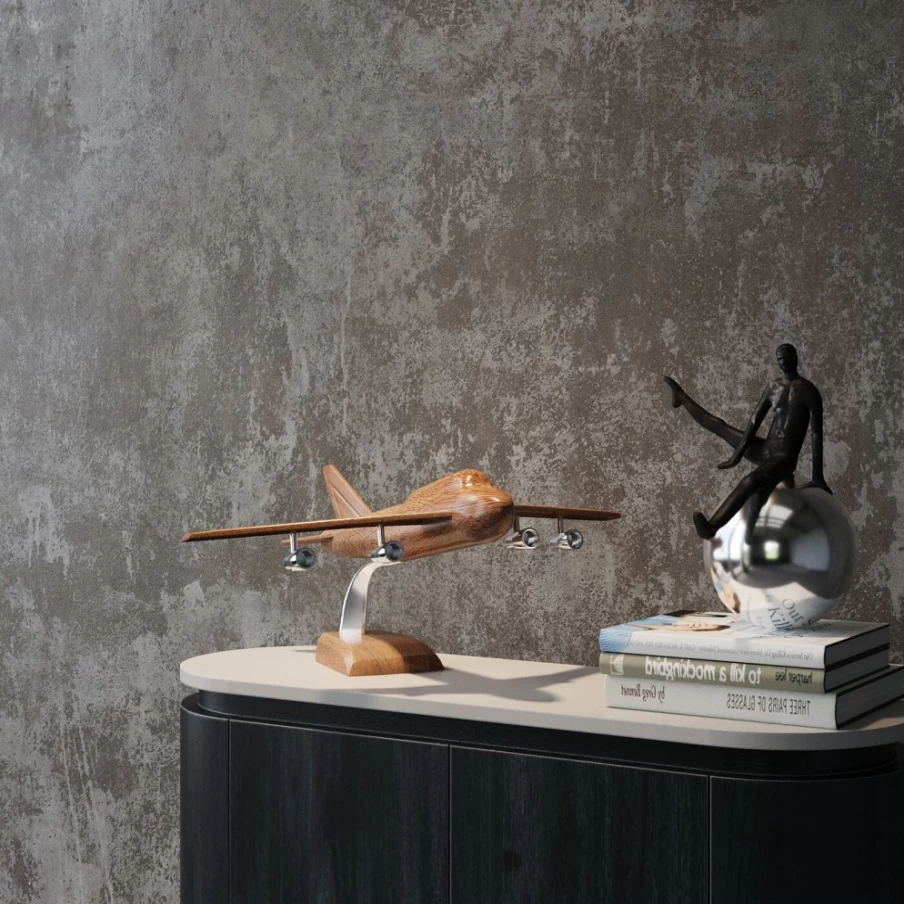 "KARE Design Modern Wooden Deco Plane - 25cm Handcrafted Decorative Object"
