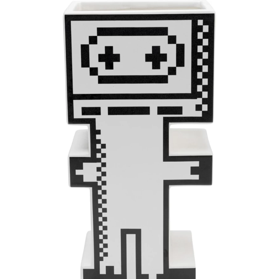"KARE Design Modern Pixel Robot Vase - 24cm High Unique Decorative Home Accessory"