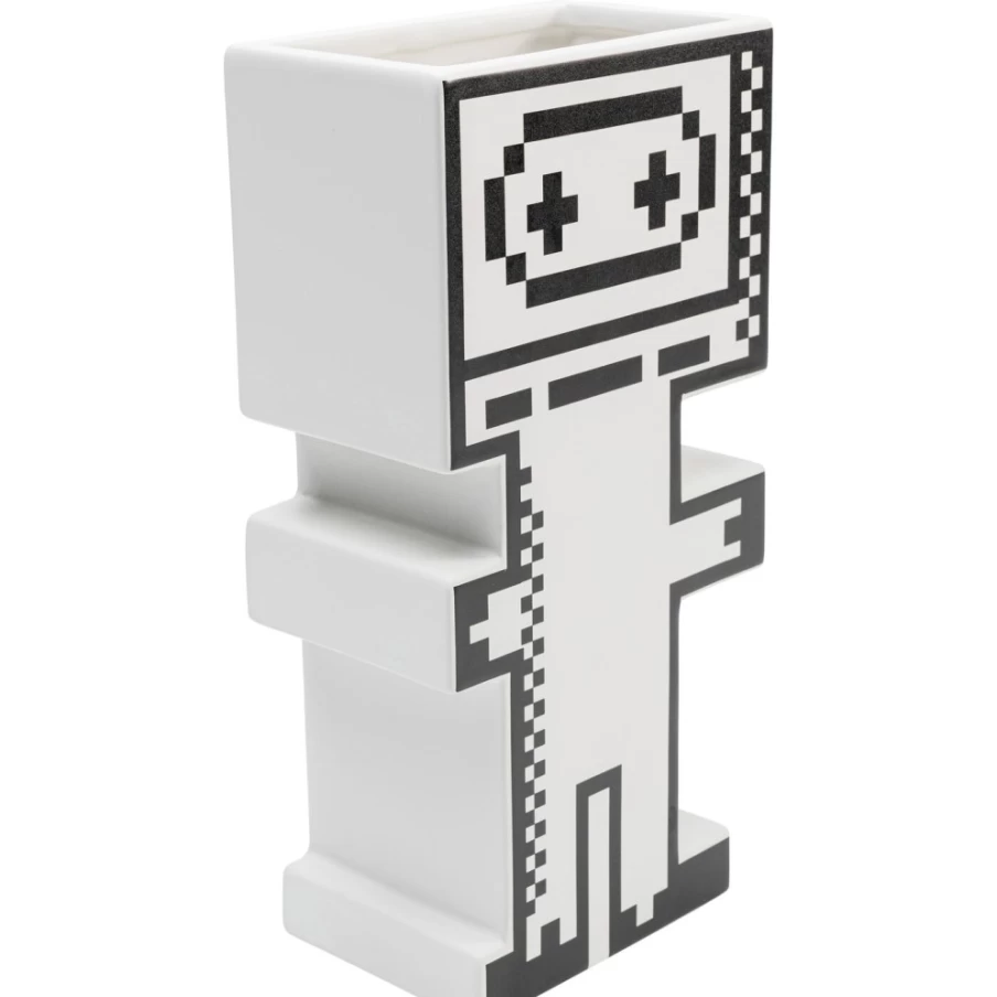 "KARE Design Modern Pixel Robot Vase - 24cm High Unique Decorative Home Accessory"