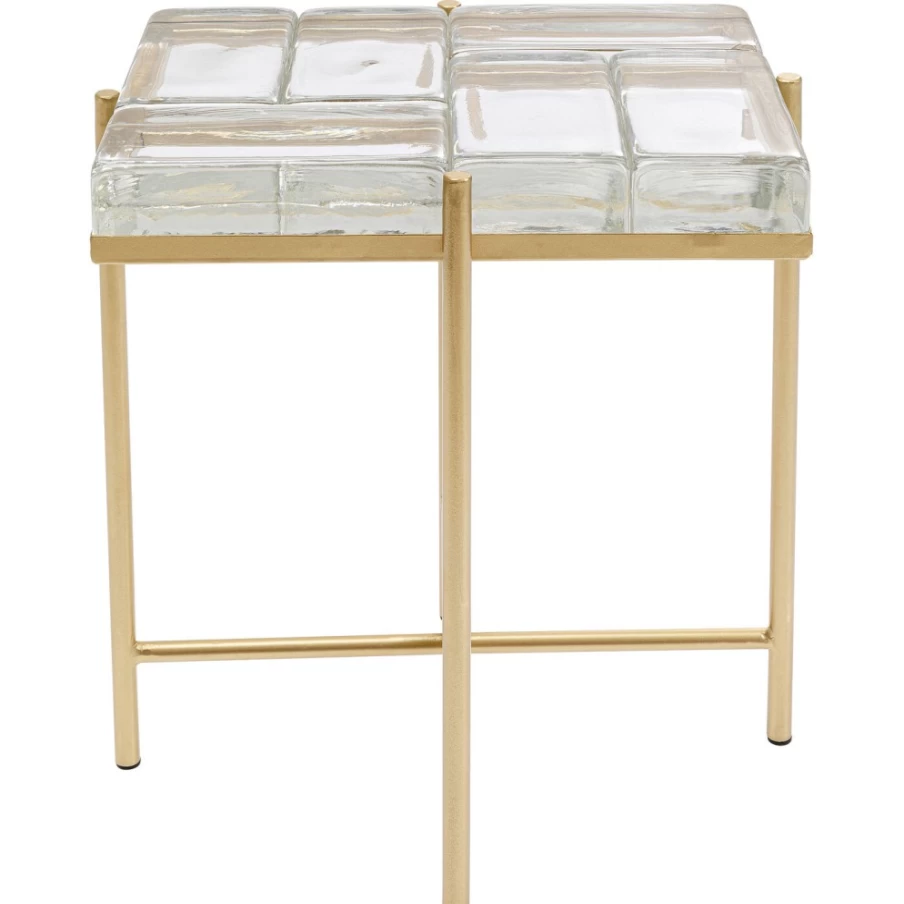 KARE Design Iceline Gold Side Table - 43x33cm Modern Nightstand with Metal Frame